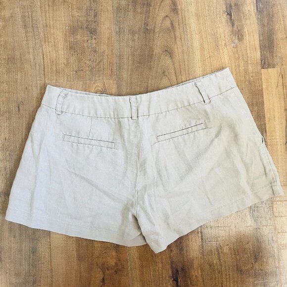 Cynthia Rowley Linen Shorts Size 4 | Tan Button-Front High Waist Summer Short - Picture 7 of 9